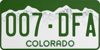 CO license plate 007DFA