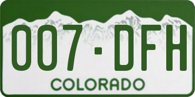 CO license plate 007DFH