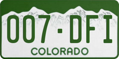 CO license plate 007DFI