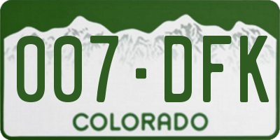 CO license plate 007DFK
