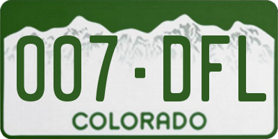 CO license plate 007DFL