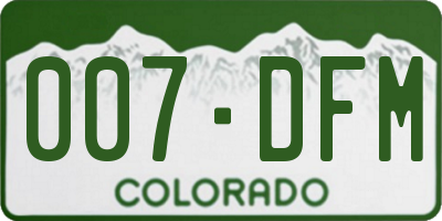 CO license plate 007DFM