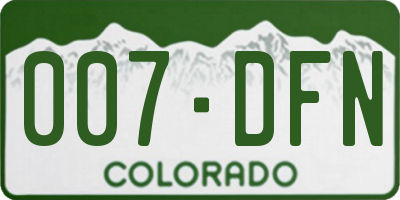 CO license plate 007DFN