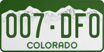 CO license plate 007DFO