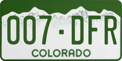 CO license plate 007DFR