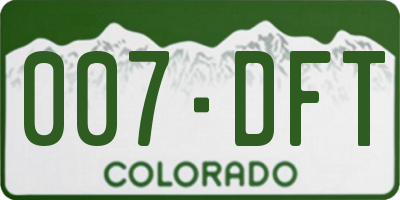 CO license plate 007DFT