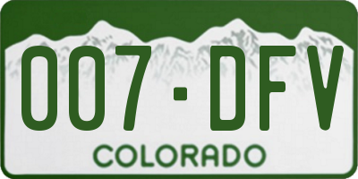 CO license plate 007DFV