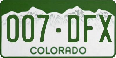 CO license plate 007DFX