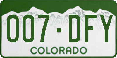 CO license plate 007DFY