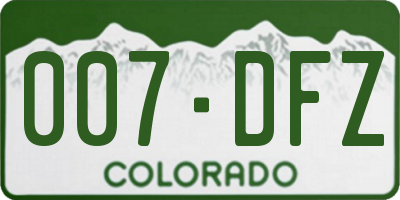 CO license plate 007DFZ