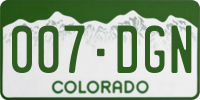 CO license plate 007DGN