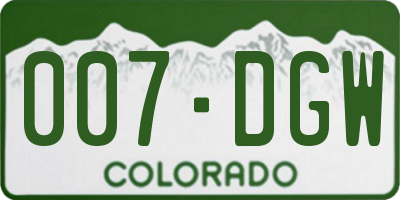 CO license plate 007DGW