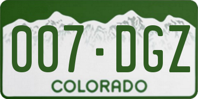 CO license plate 007DGZ