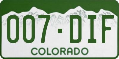 CO license plate 007DIF