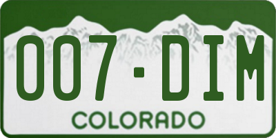 CO license plate 007DIM