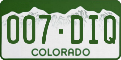 CO license plate 007DIQ