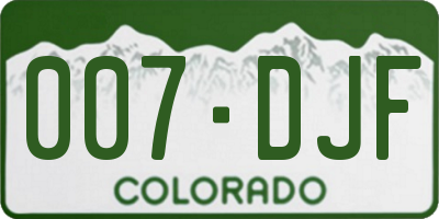 CO license plate 007DJF
