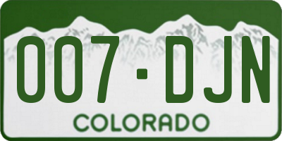 CO license plate 007DJN