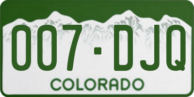 CO license plate 007DJQ