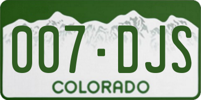 CO license plate 007DJS