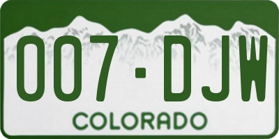 CO license plate 007DJW