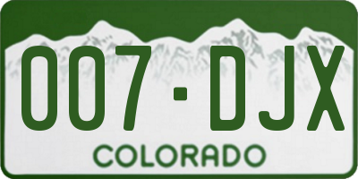 CO license plate 007DJX