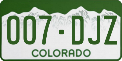 CO license plate 007DJZ