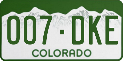 CO license plate 007DKE