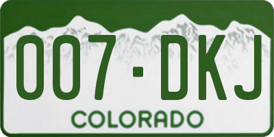 CO license plate 007DKJ