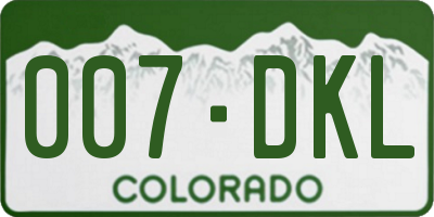 CO license plate 007DKL