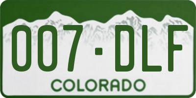 CO license plate 007DLF