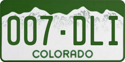 CO license plate 007DLI