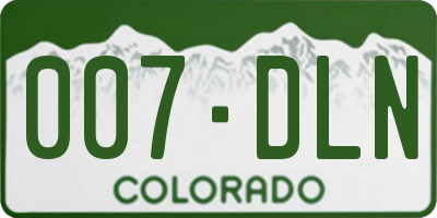 CO license plate 007DLN