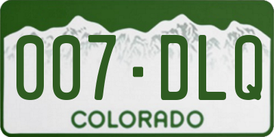 CO license plate 007DLQ