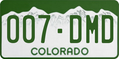 CO license plate 007DMD