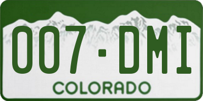 CO license plate 007DMI