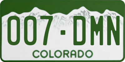 CO license plate 007DMN