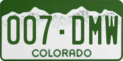 CO license plate 007DMW