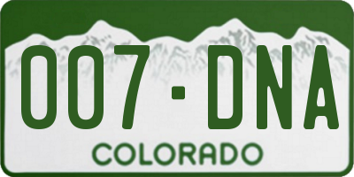 CO license plate 007DNA