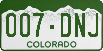 CO license plate 007DNJ
