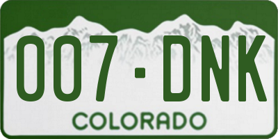 CO license plate 007DNK