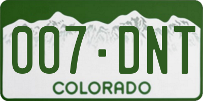 CO license plate 007DNT