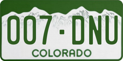 CO license plate 007DNU
