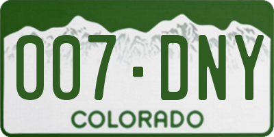 CO license plate 007DNY