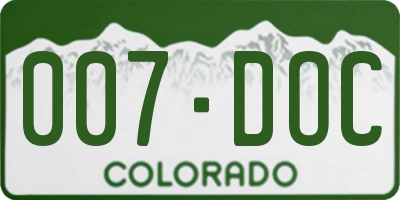 CO license plate 007DOC