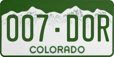 CO license plate 007DOR