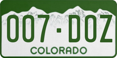 CO license plate 007DOZ