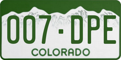 CO license plate 007DPE