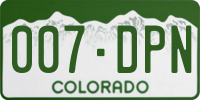 CO license plate 007DPN