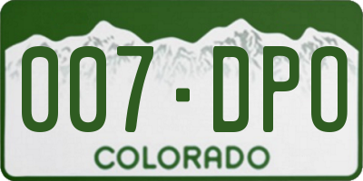 CO license plate 007DPO